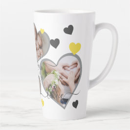 Caneca De Café Latte Live Laugh Love Photo Hearts Latte Mug