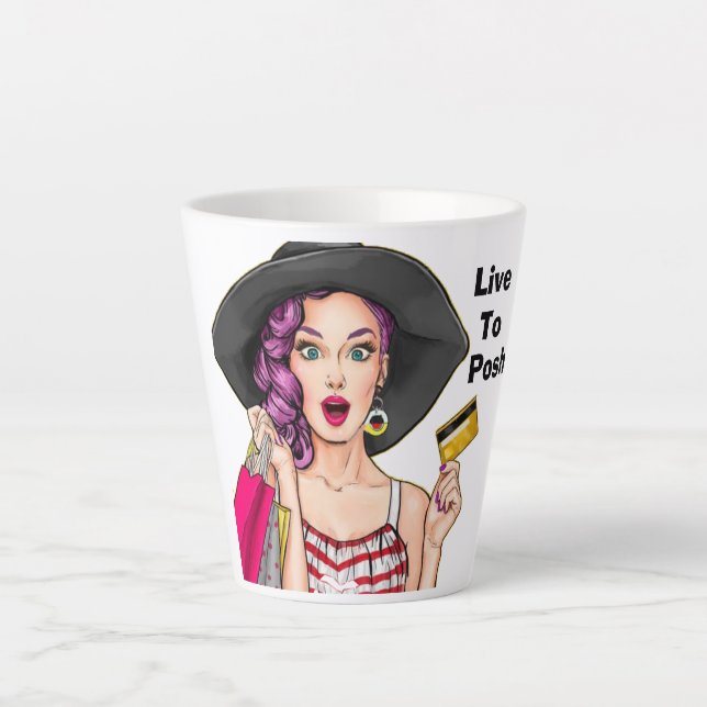 Caneca De Café Latte Live To Posh - Poshmark Latte Mug (Frente)