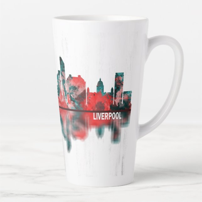 Caneca De Café Latte Liverpool England Skyline (Direita)