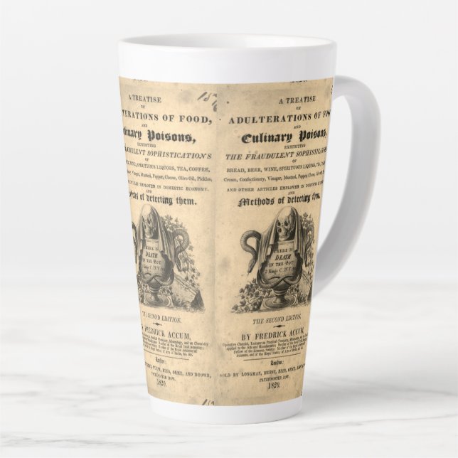 Caneca De Café Latte Livro de venenos culinários do crânio antigo de 18 (Ângulo direito)