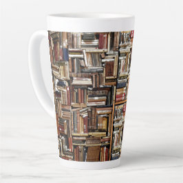 CANECA DE CAFÉ LATTE LIVROS NA BIBLIOTECA