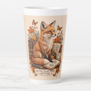 Caneca De Café Latte Livros Tornam a Vida Melhor – Vintage Fox Leitura