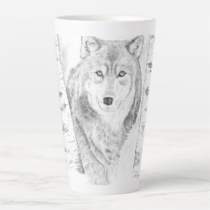 Caneca De Café Latte Lobo Entre Árvores Birch Latte Mug