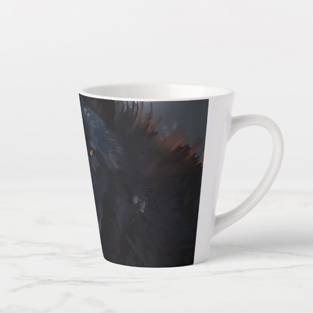 Caneca De Café Latte Lobo negro (Direita)