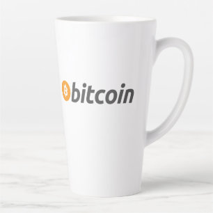 Caneca De Café Latte Logotipo Bitcurrency grande com símbolo laranja de