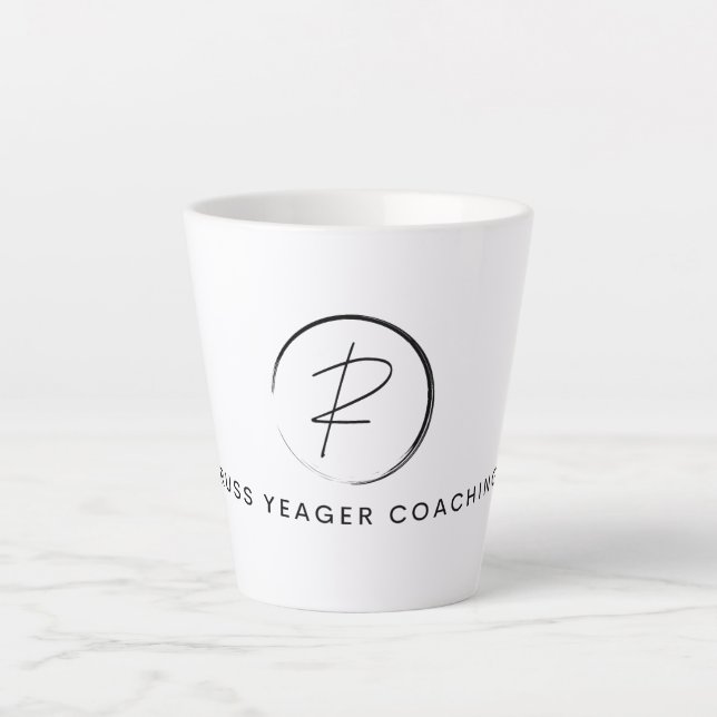 Caneca De Café Latte Logotipo da assinatura de coaching de Russ Yeager (Frente)