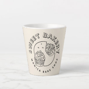 Caneca De Café Latte Logotipo de Padaria Doce Vintage