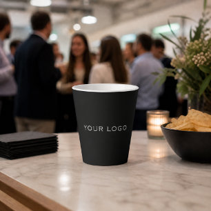 Caneca De Café Latte Logotipo empresarial preto retangular