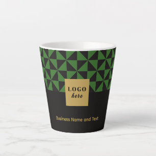 Caneca De Café Latte Logotipo Latte do artesanato preto e verde Duo-Bus