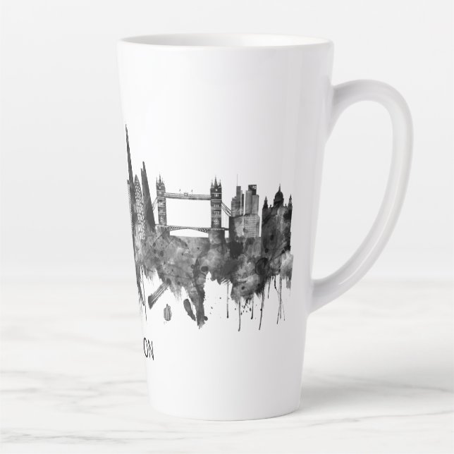 Caneca De Café Latte London England Skyline BW (Direita)