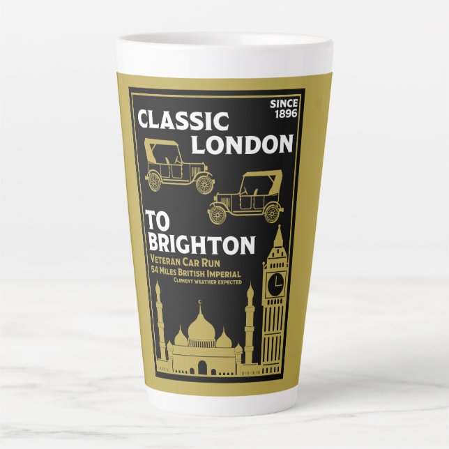 Caneca De Café Latte London Para Brighton Veteran Car Run (Frente)