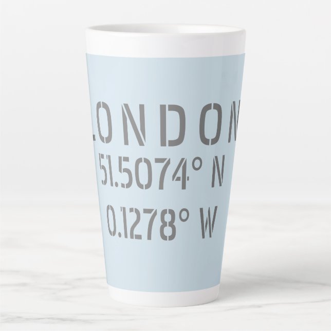 Caneca De Café Latte Londres Latitude & Longitude (Frente)