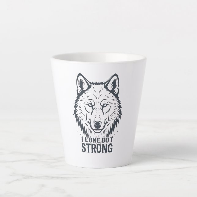 Caneca De Café Latte Lone Wolf Strength and Resilience (Frente)