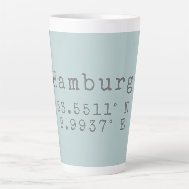 Caneca De Café Latte Longitude de Hamburgo Latitude (Frente)