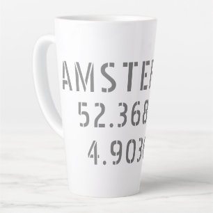 Caneca De Café Latte Longitude do Latitude Amesterdã
