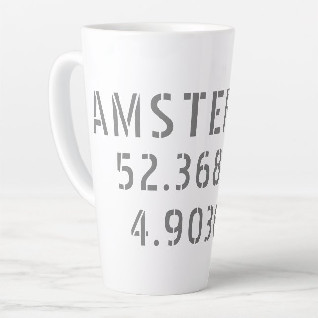 Caneca De Café Latte Longitude do Latitude Amesterdã (Ângulo esquerdo)