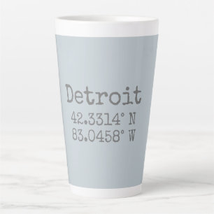 Caneca De Café Latte Longitude do Latitude Detroit