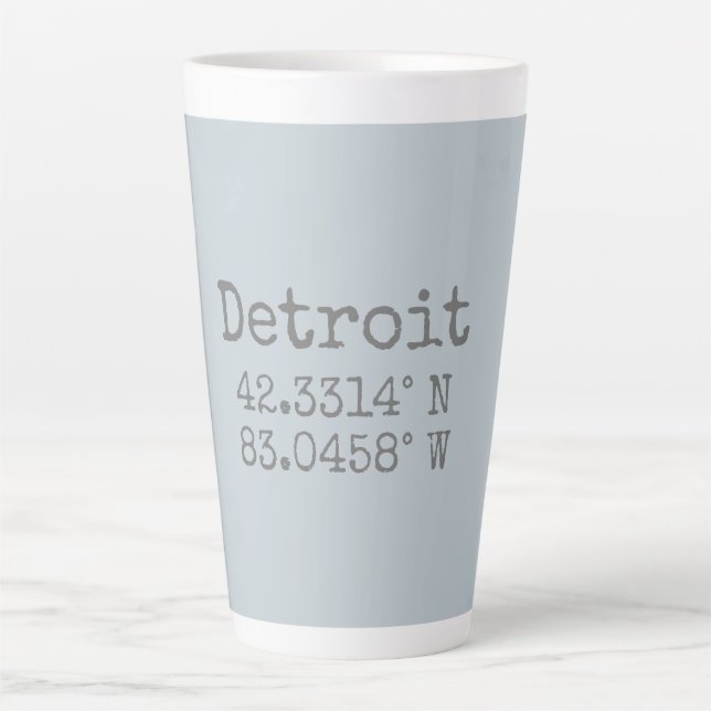 Caneca De Café Latte Longitude do Latitude Detroit (Frente)
