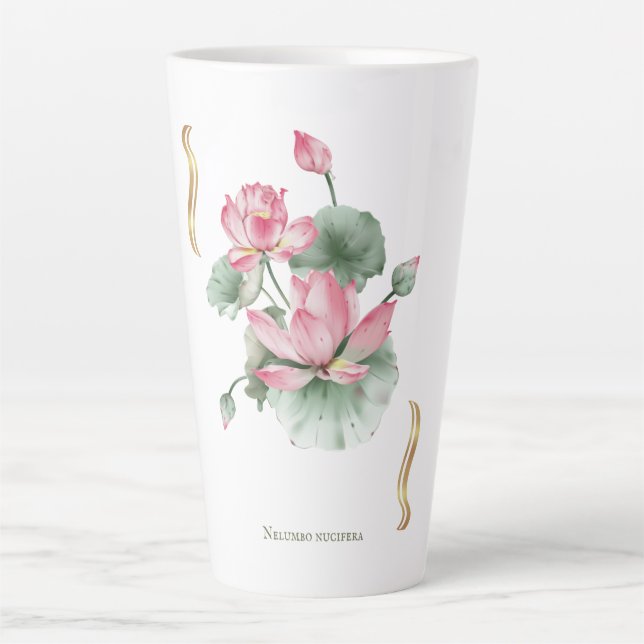 Caneca De Café Latte Lotus Flower Design  (Frente)