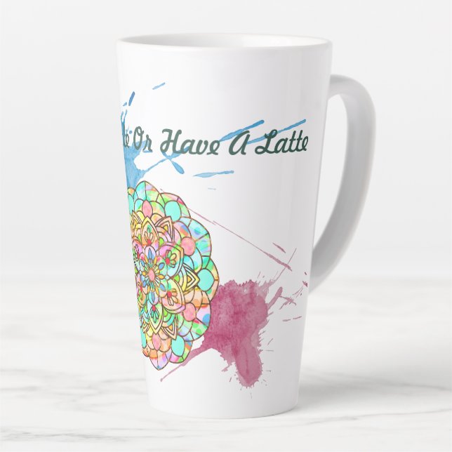 Caneca De Café Latte Lotus Mandala (Ângulo direito)