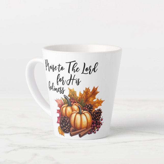 Caneca De Café Latte Louvado Seja o Senhor (Ângulo esquerdo)