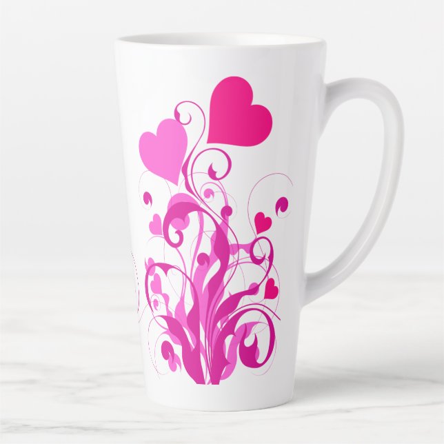 Caneca De Café Latte Love Heart Shapes (Direita)
