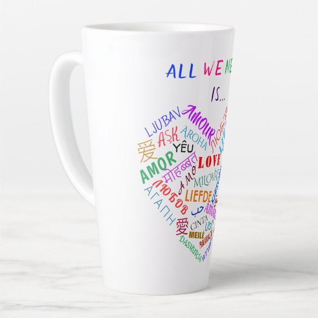 Caneca De Café Latte Love Text Latte Mug (Ângulo esquerdo)