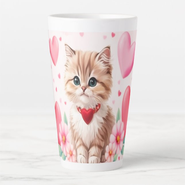 Caneca De Café Latte Lovely kitten hearts (Frente)