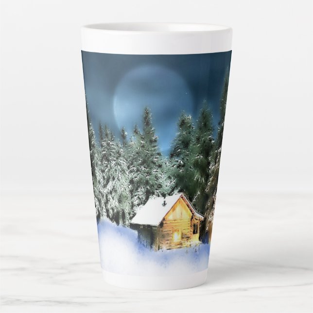 Caneca De Café Latte Lua cheia de cabine de registro russo (Frente)