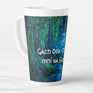 Caneca De Café Latte Lua da Salgueira Rio Fluindo Noite Celta