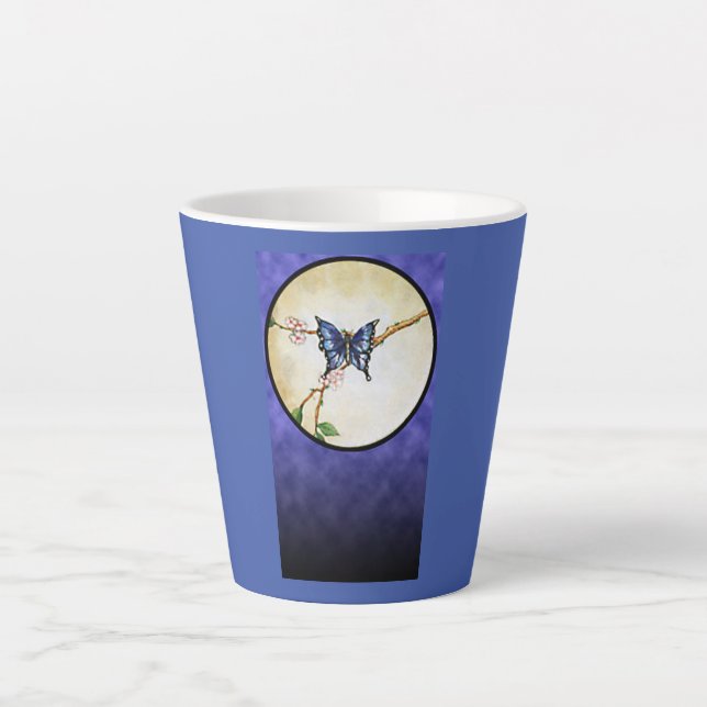 Caneca De Café Latte Lua de Borboleta (Frente)