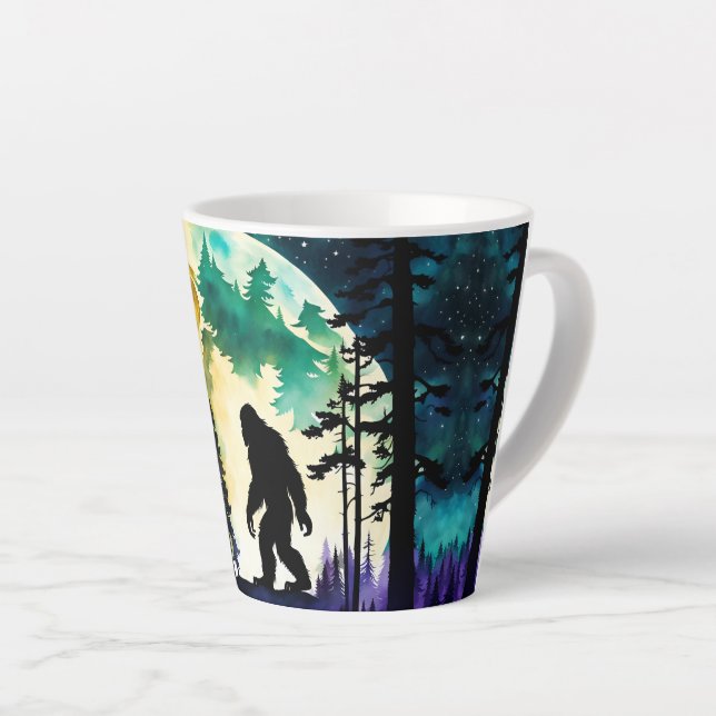 Caneca De Café Latte Lua de Cheio Sasquatch (Ângulo direito)