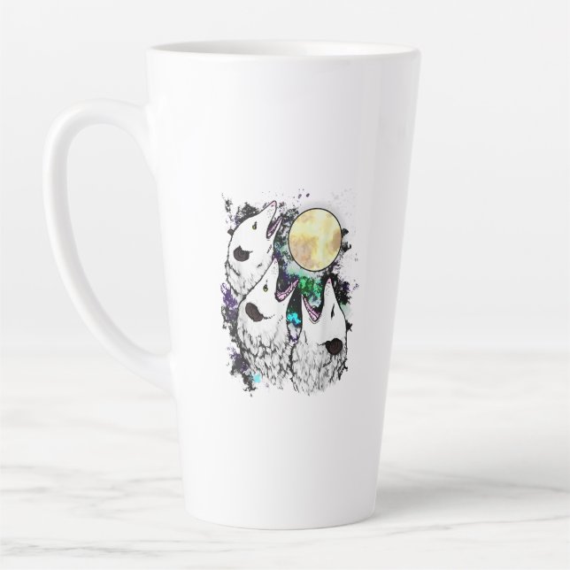 Caneca De Café Latte Lua de Gambá Engraçado Gambá Gritando Fofo (Esquerda)