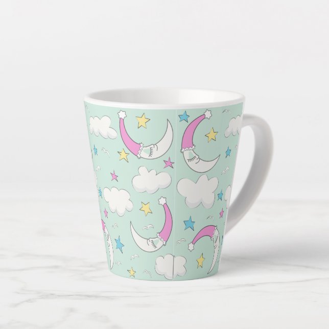 Caneca De Café Latte Lua Dormindo (Ângulo direito)