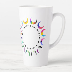 Caneca De Café Latte Luas do Orgulho Crescente e Corações Pretos