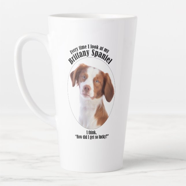 Caneca De Café Latte Lucky Brittany Spaniel (Esquerda)
