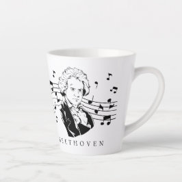 Caneca De Café Latte Ludwig van Beethoven Portrait e Bust Com Notas