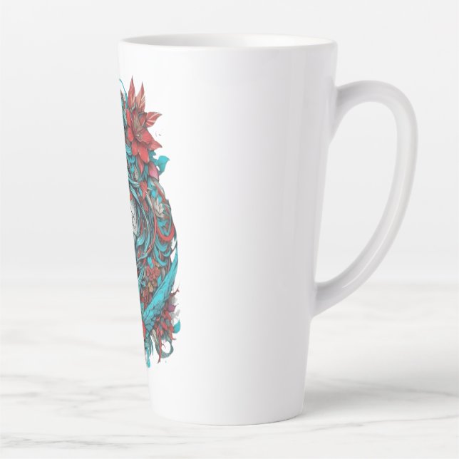Caneca De Café Latte Lunar Blossom Reverie Turquoise Moonchild Crimson  (Direita)