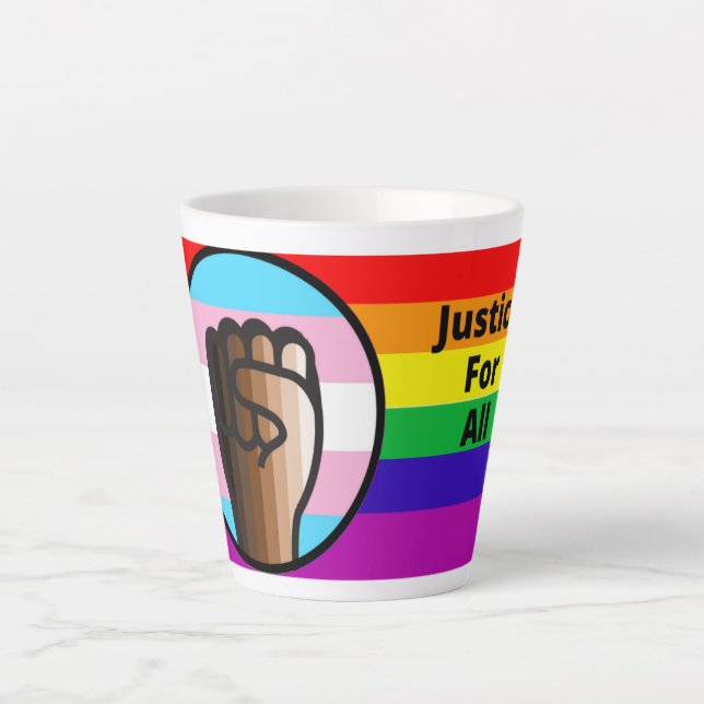 Caneca De Café Latte Luta contra a injustiça e igualdade (Frente)