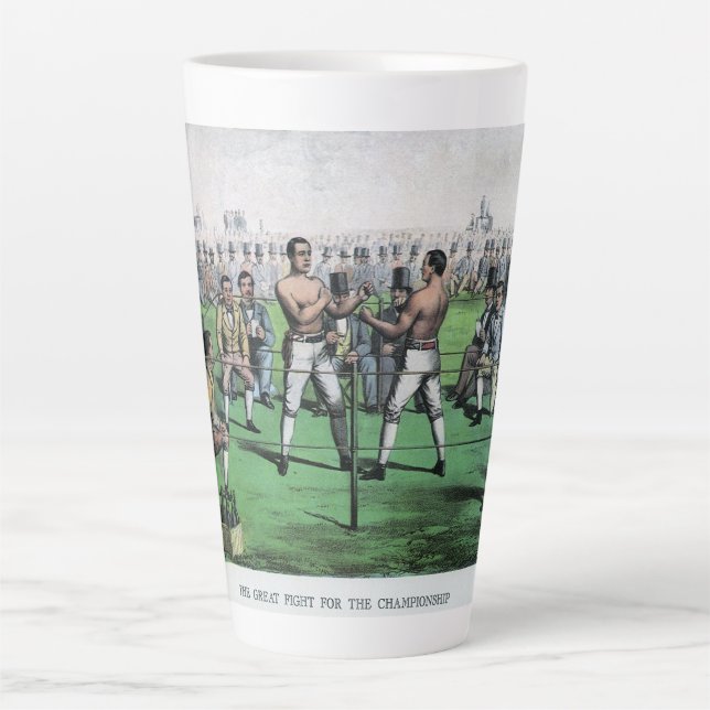 Caneca De Café Latte Luta pelo excelente para o campeonato, Boxing Vint (Frente)