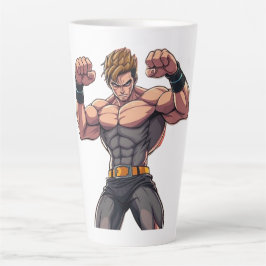Caneca De Café Latte Lutador de Anime
