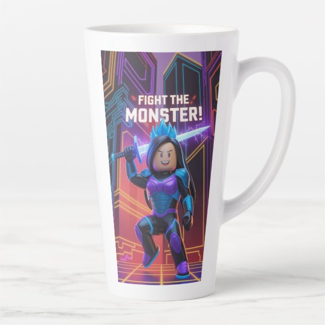 Caneca De Café Latte Lute contra o monstro  (Direita)