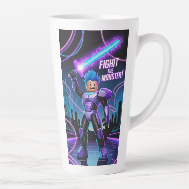 Caneca De Café Latte Lute contra o monstro  (Direita)