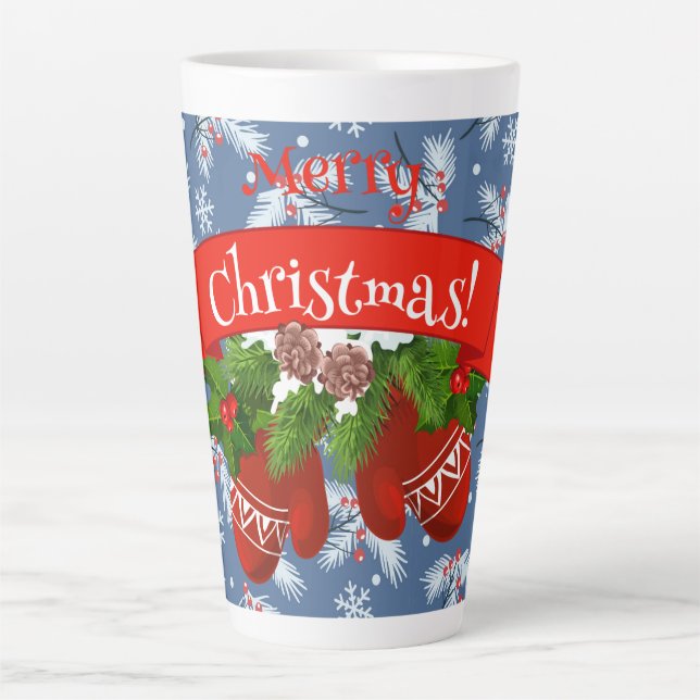 Caneca De Café Latte Luvas de Natal (Frente)