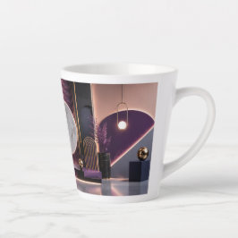 Caneca De Café Latte Luxuoso Geométrico Abstrato Rico Roxo e Dourado