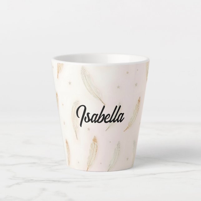 Caneca De Café Latte Luxury Modern Feathers Boho Collection (Frente)