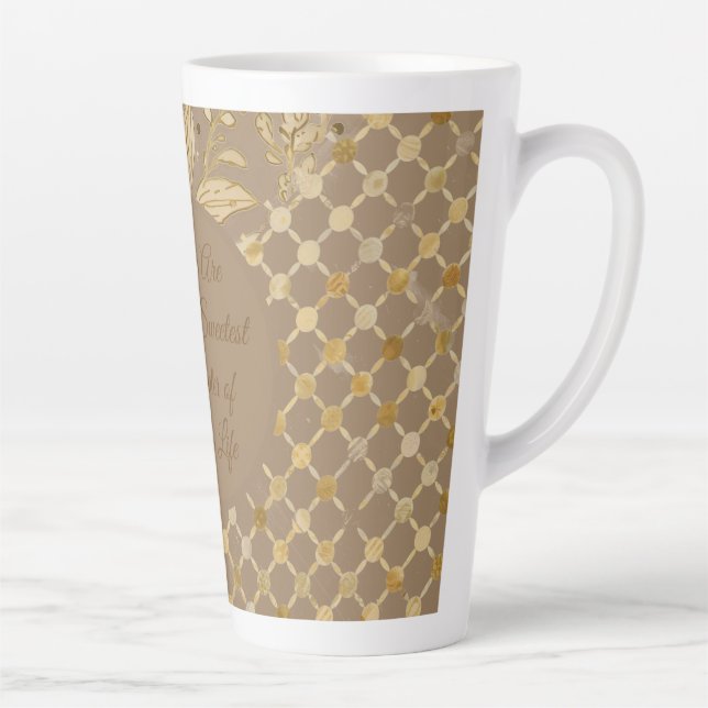 Caneca De Café Latte Luxury, Valentine's Day, Gold Flowers, Pixels  (Direita)