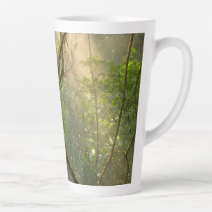 Caneca De Café Latte Luz Encantada Através de Videiras Torcidas -