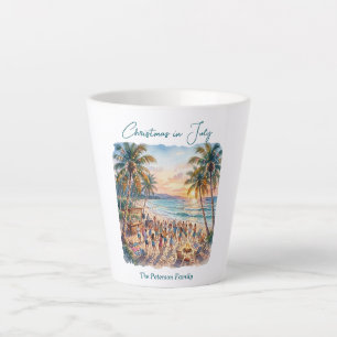 Caneca De Café Latte Luzes de Natal em Palmeiras Festa de Natal em Julh