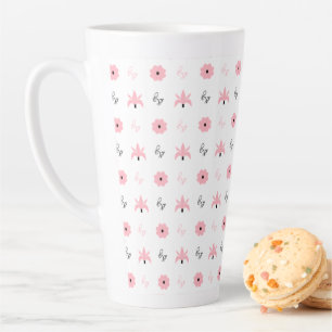 Caneca De Café Latte LV Preto-Rosa
